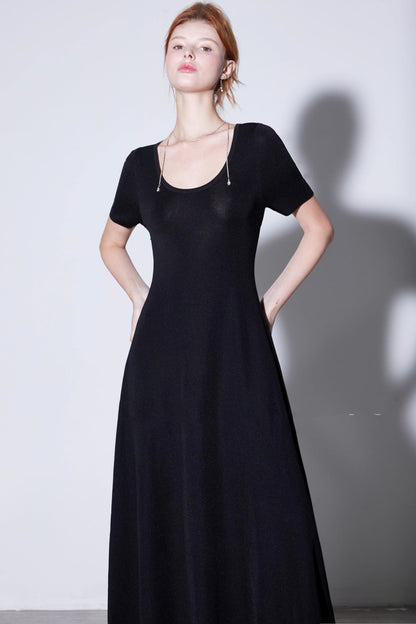 Silk U-neck Knit Dress