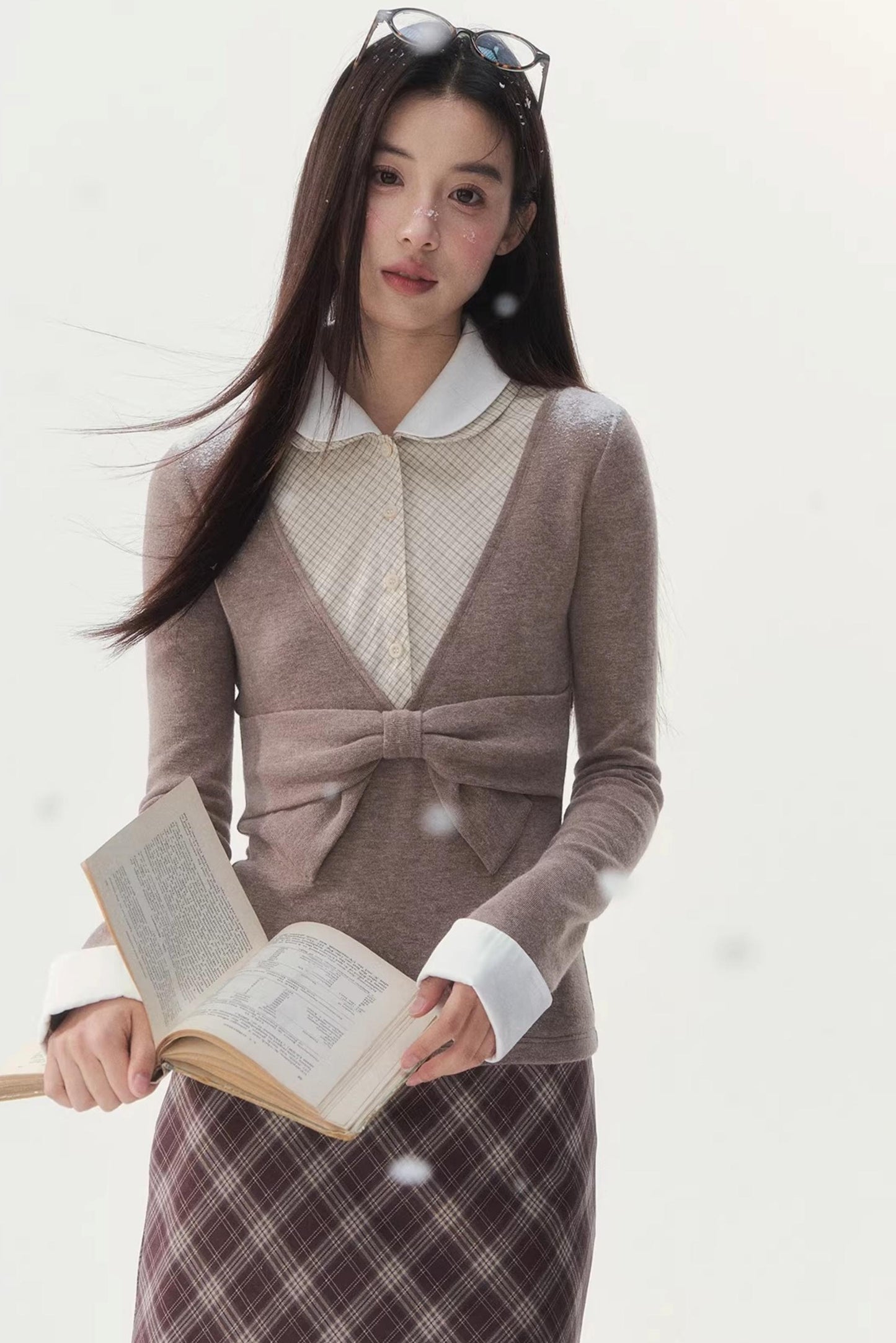 Doll Collar Faux Three-Piece Design Top