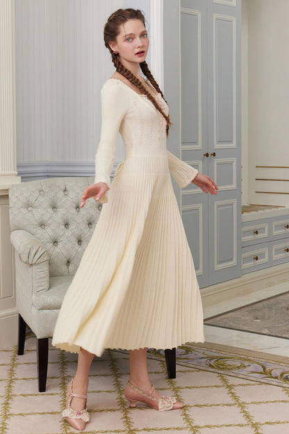 Trio French Heavy Knit Slim Long Dress