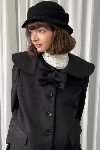 Black Woolen Bow Coat