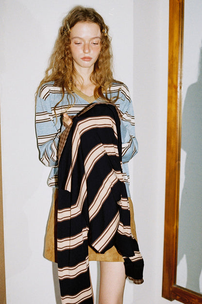 Retro Knit Plaid Top