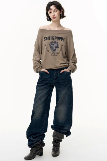 Loose Straight Wide-Leg Scimitar Jeans