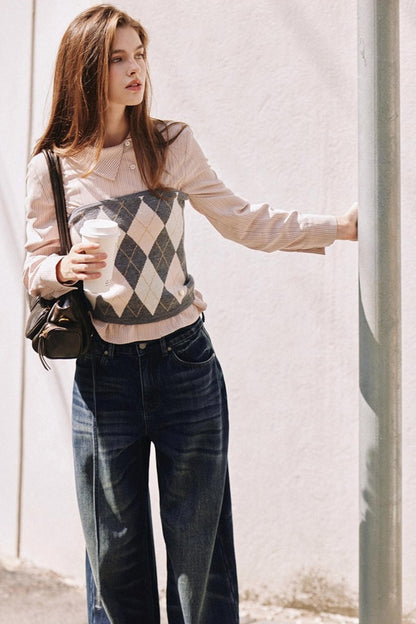 Dark Blue Vintage Whiskered Pants