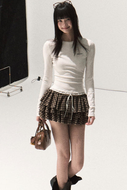 Good Weather Lace Slim Waist Long Sleeve T-Shirt