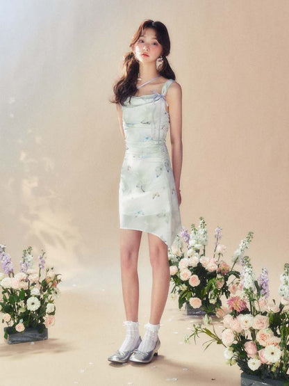 Butterfly Gather Suspender Dress