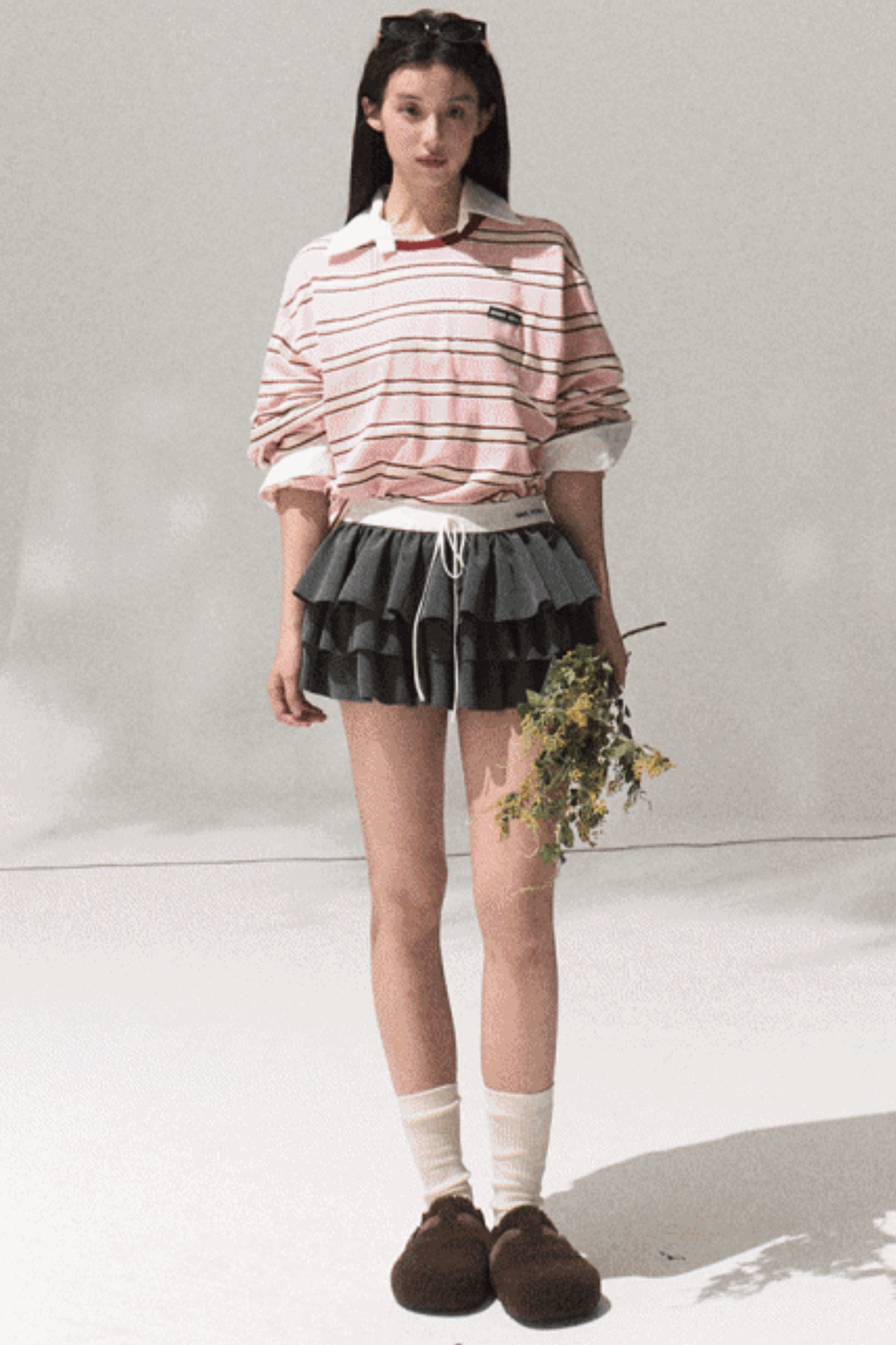 Contrasting Striped Long-Sleeve Shirt