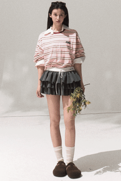 Contrasting Striped Long-Sleeve Shirt