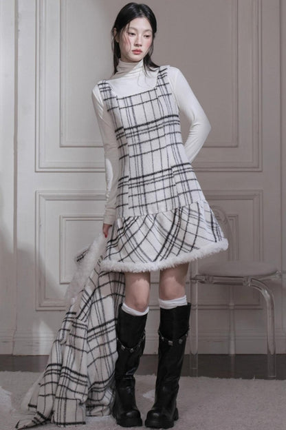 Checkered Woolen Plaid Dress Set-Up