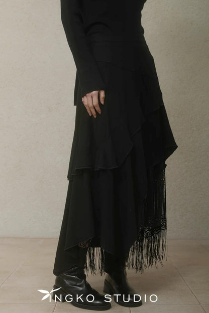 Layered Asymmetrical Lace Skirt