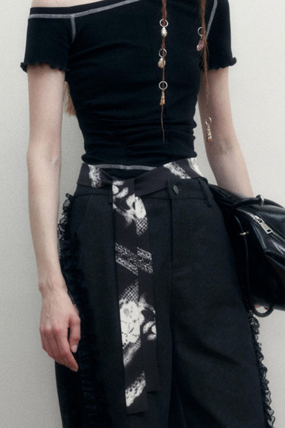 Black White Silk Tie