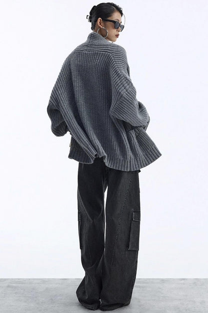 Lazy Style Large Pocket Knitted Cardigan