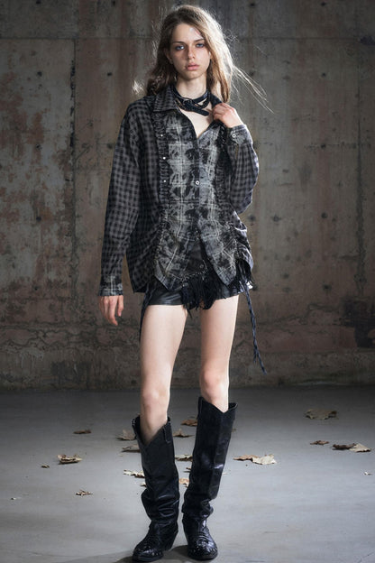 Wander Pleated Distressed Chiffon Shirt