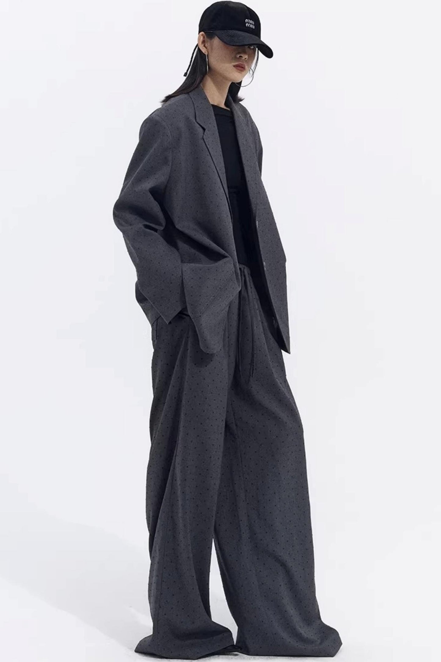 Retro Gray-Red Polka Dot Trousers