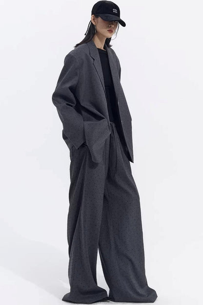 Retro Gray-Red Polka Dot Trousers