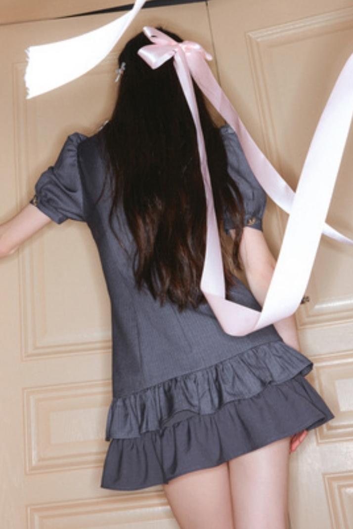 Lace Bubble Sleeve Dress