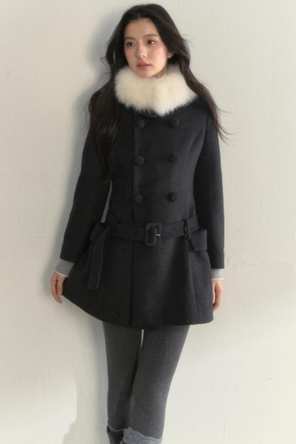 Double Breasted Low-Belt Mid-Length Coat
