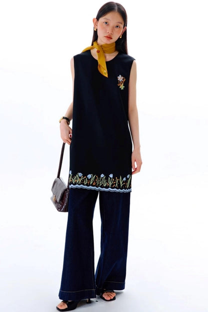 Original Tulip Embroidered Vest Dress