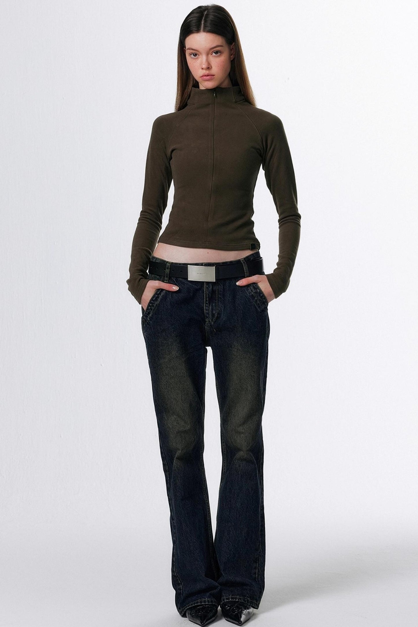 Retro Washed Micro-Flared Jeans