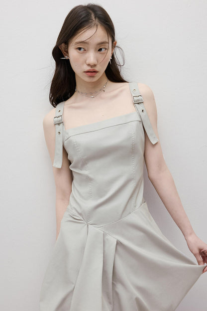Asymmetrical Bud Gray Bubble Dress