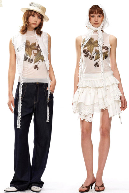 Grape Print Mesh Vest