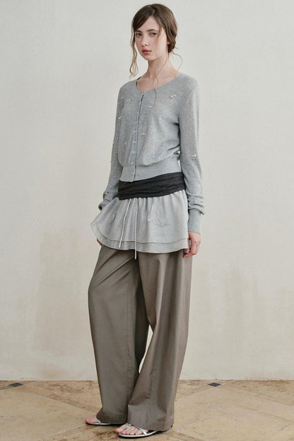 Knitted Elastic Cuffed Pants