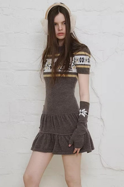 Fair Isle Rabbit A-Line Dress