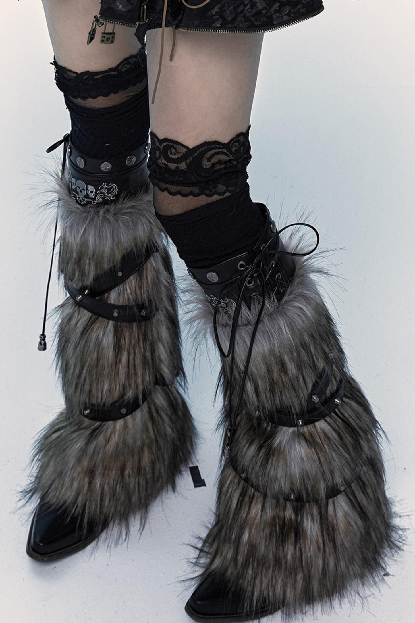 Dark Punk Furry Leg Warmers