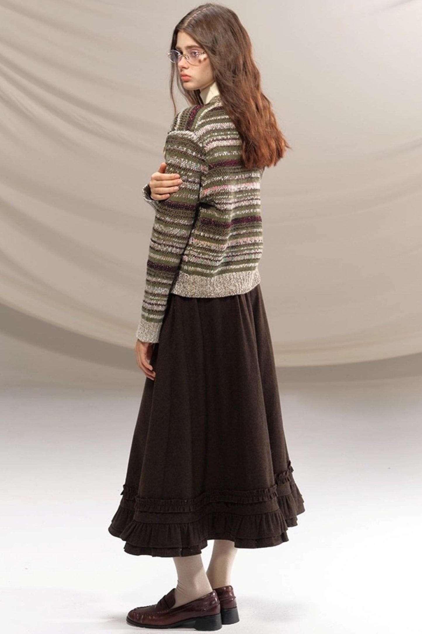Hazelnut Lace Wool Skirt