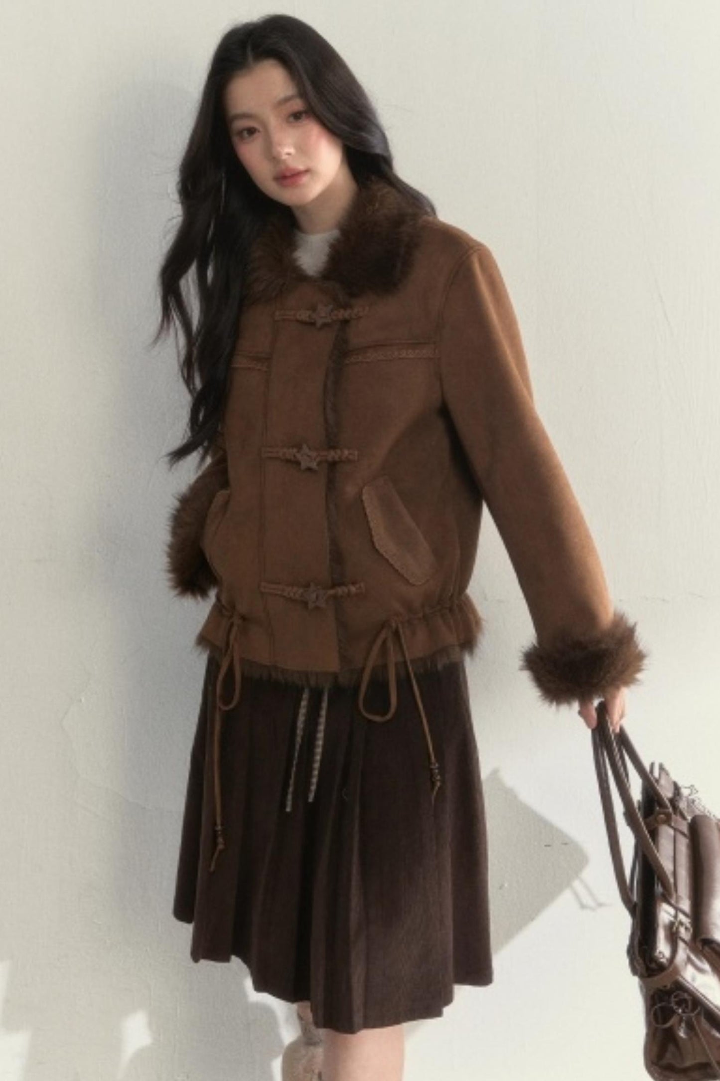 Retro Brown Suede Embroidered Jacket
