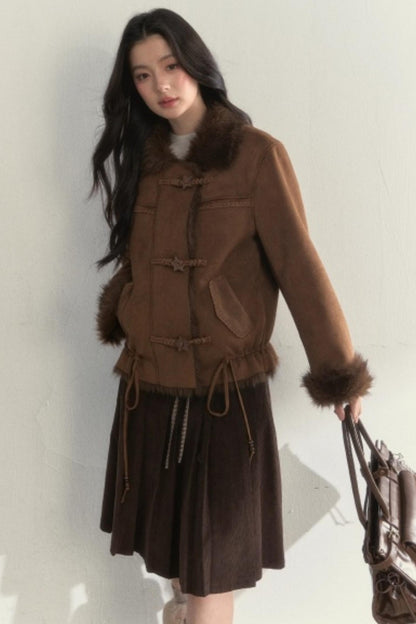 Retro Brown Suede Embroidered Jacket