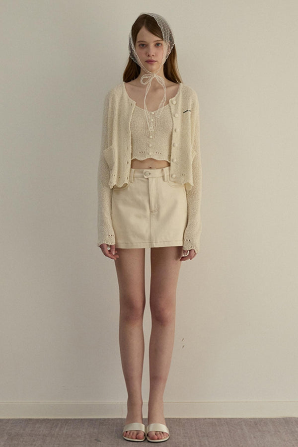 Embroidered A-Line Jacket Skirt Set-Up