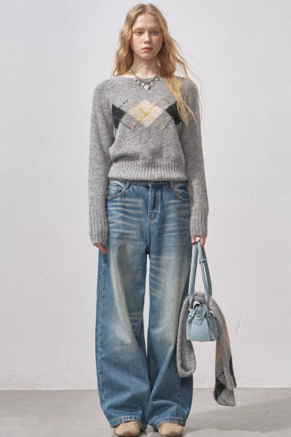 Retro Fleece-Lined Denim Pants