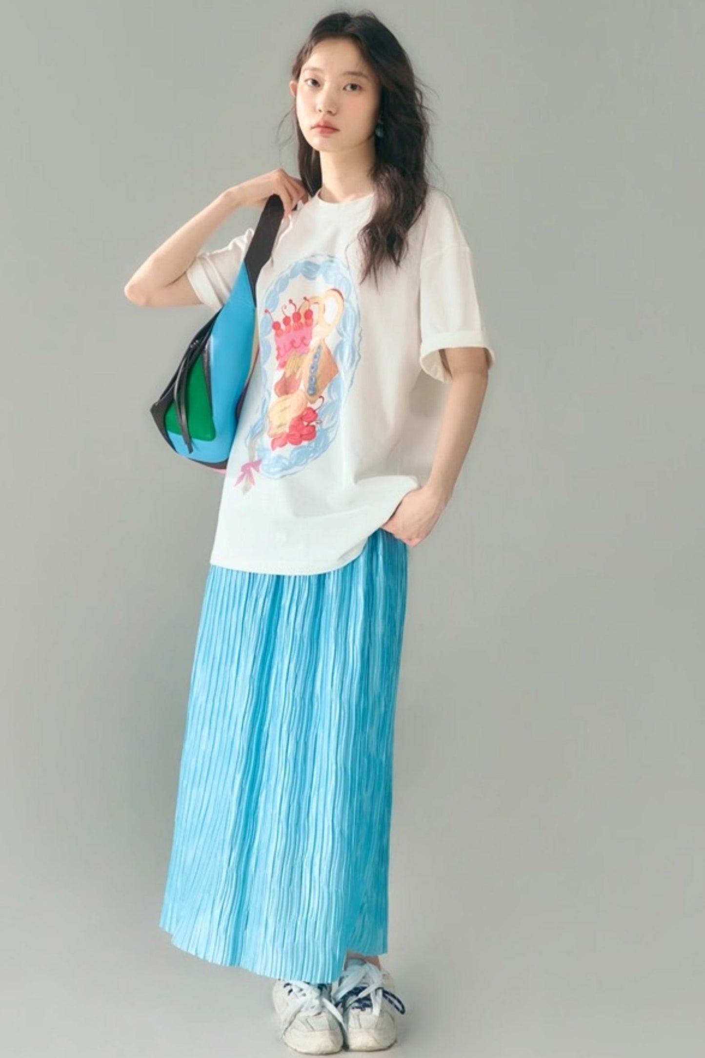 Hand-Painted Crewneck Cotton T-Shirt