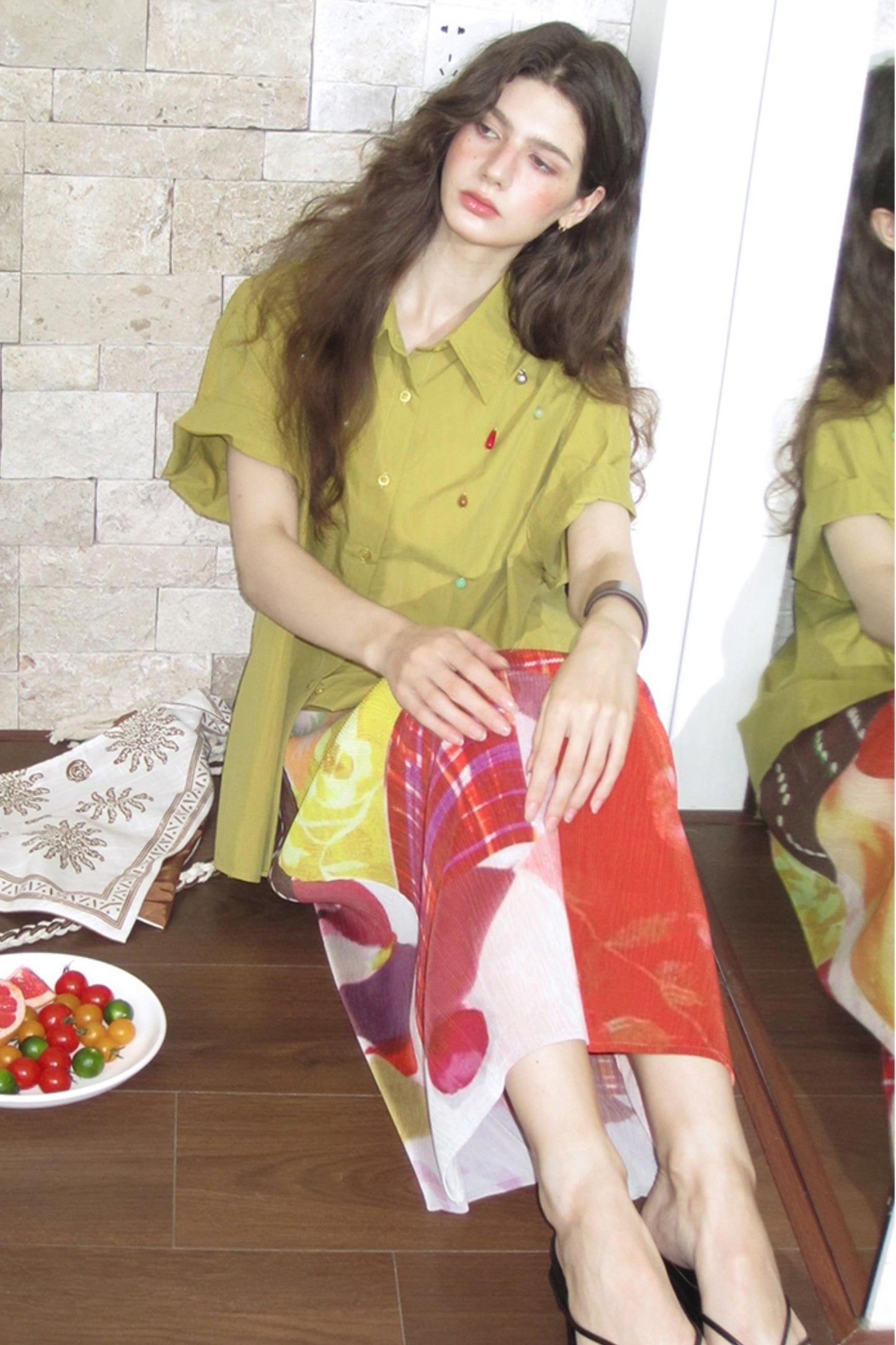 Sunset Tide Line Pleated Skirt