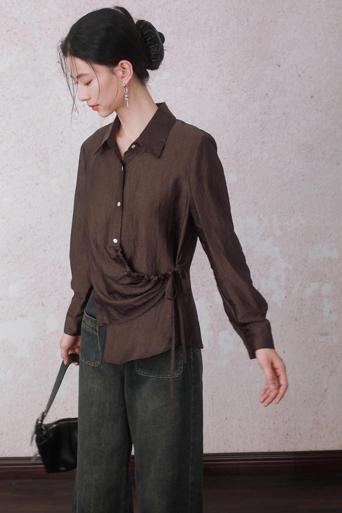 Autumn Acetate Chinese Shirt