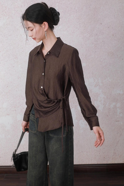 Autumn Acetate Chinese Shirt