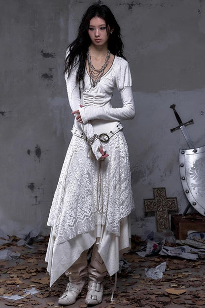 Court Dream Puff Sleeve Lace Maxi Dress