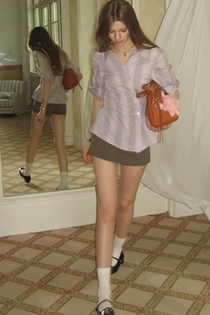 Asymmetric Striped Slim Fit Shirt