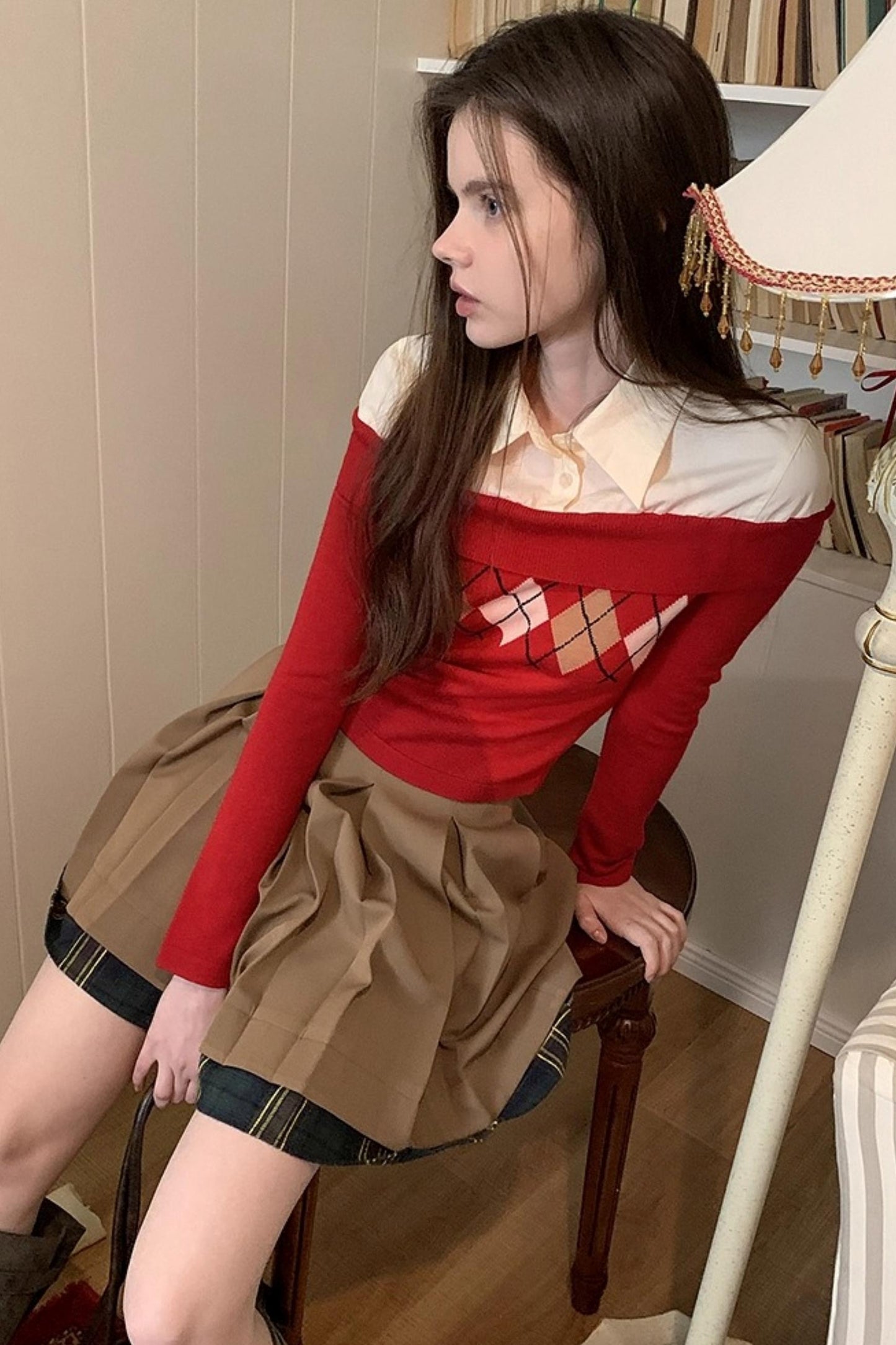 Diamond Pattern Merino Wool Sweater