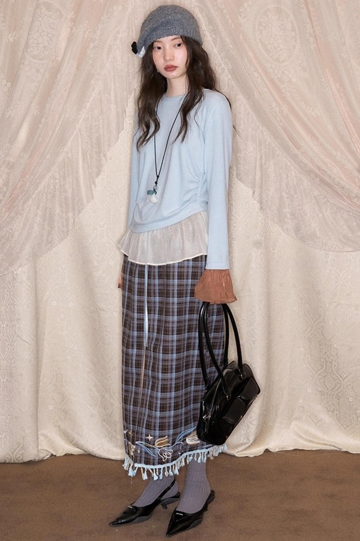 Floral Vintage Front Slit Skirt