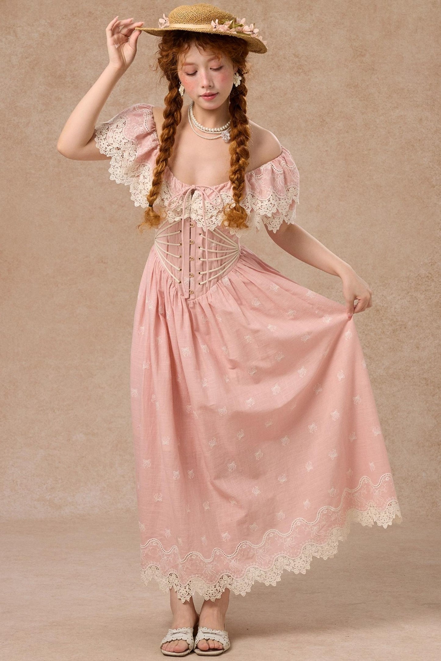 French Herringbone One-Shoulder Dress