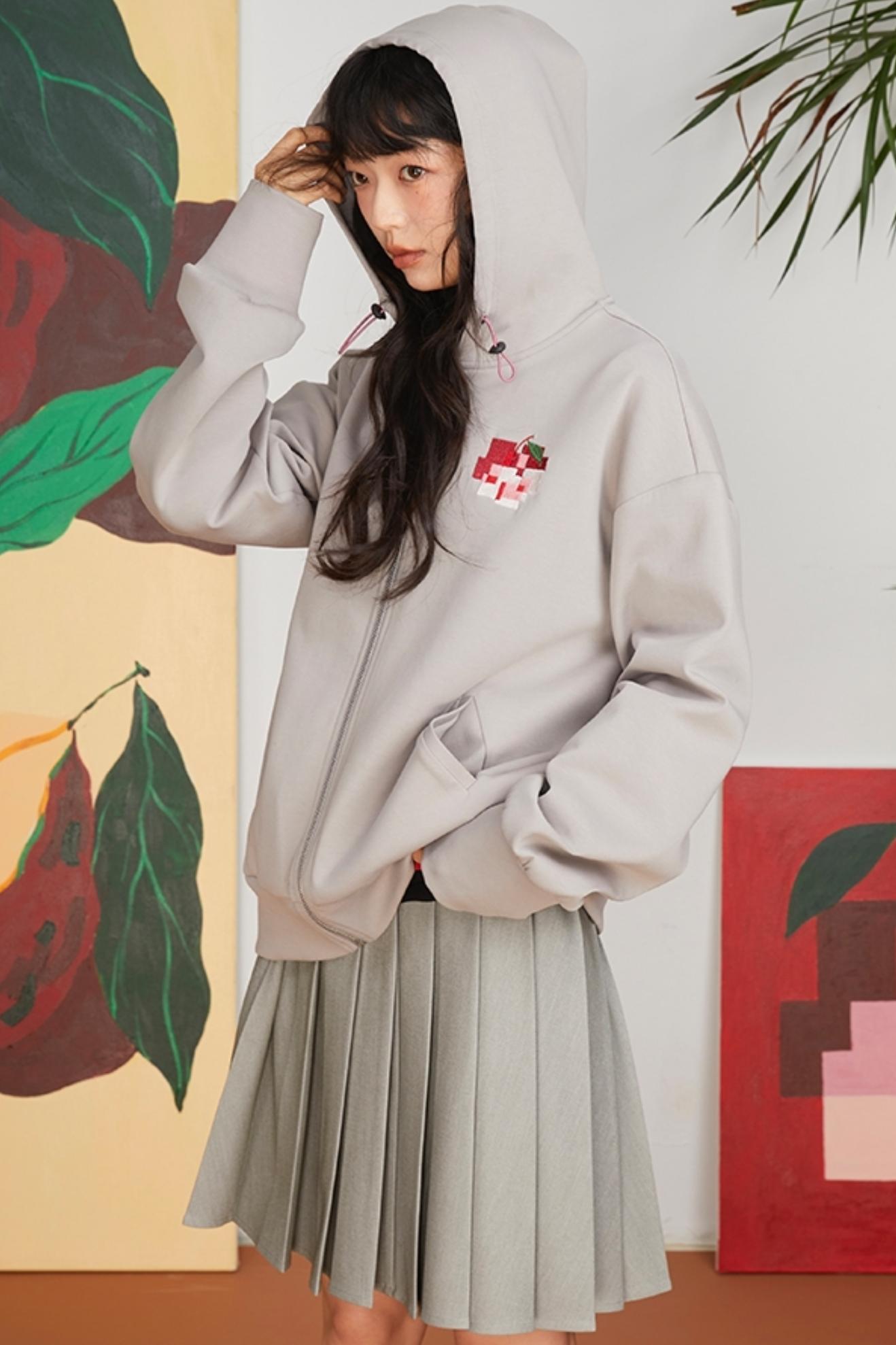 Retro Pixel Apple Hooded Top