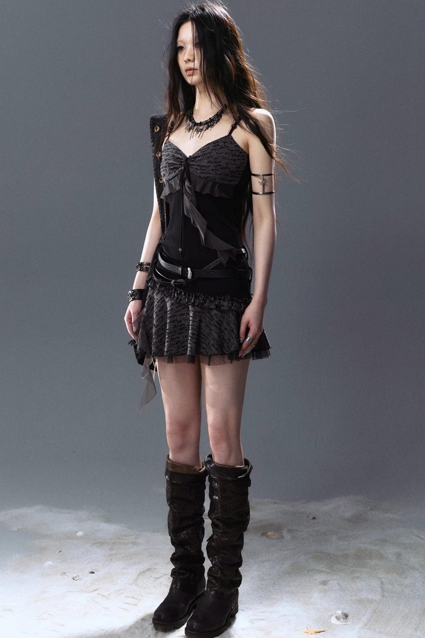 Mystic Pleated Ruffle Dress