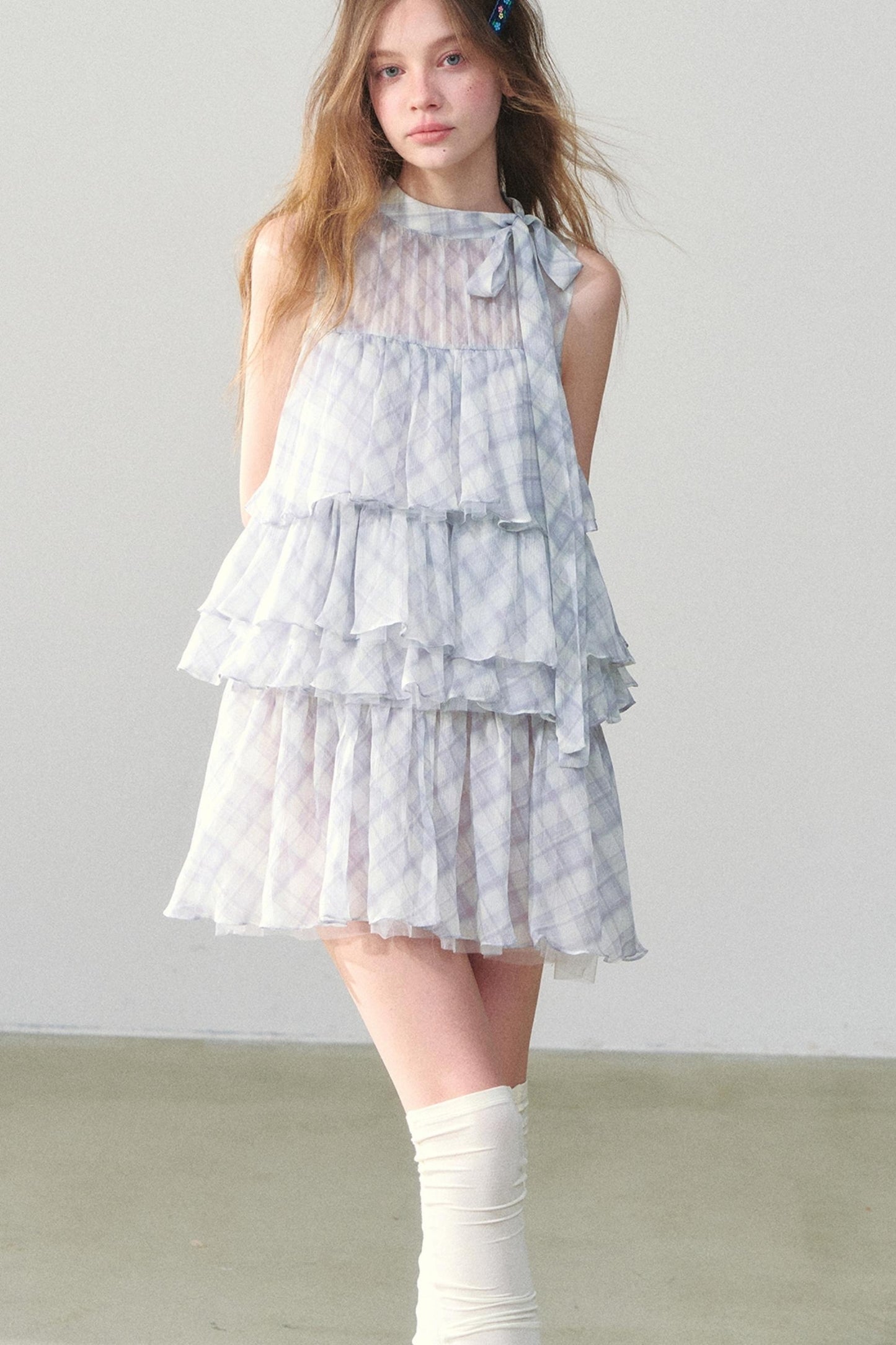 Light Blue Gingham Tutu Dress