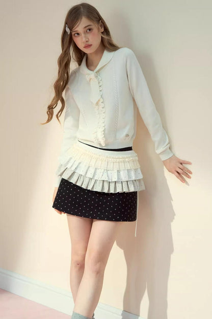 Forest Gray Lace Knit Sweater