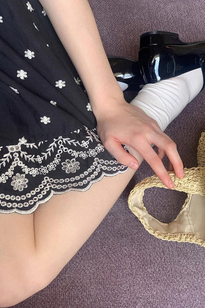 Nursery Blue Embroidered Puff Sleeve Dress