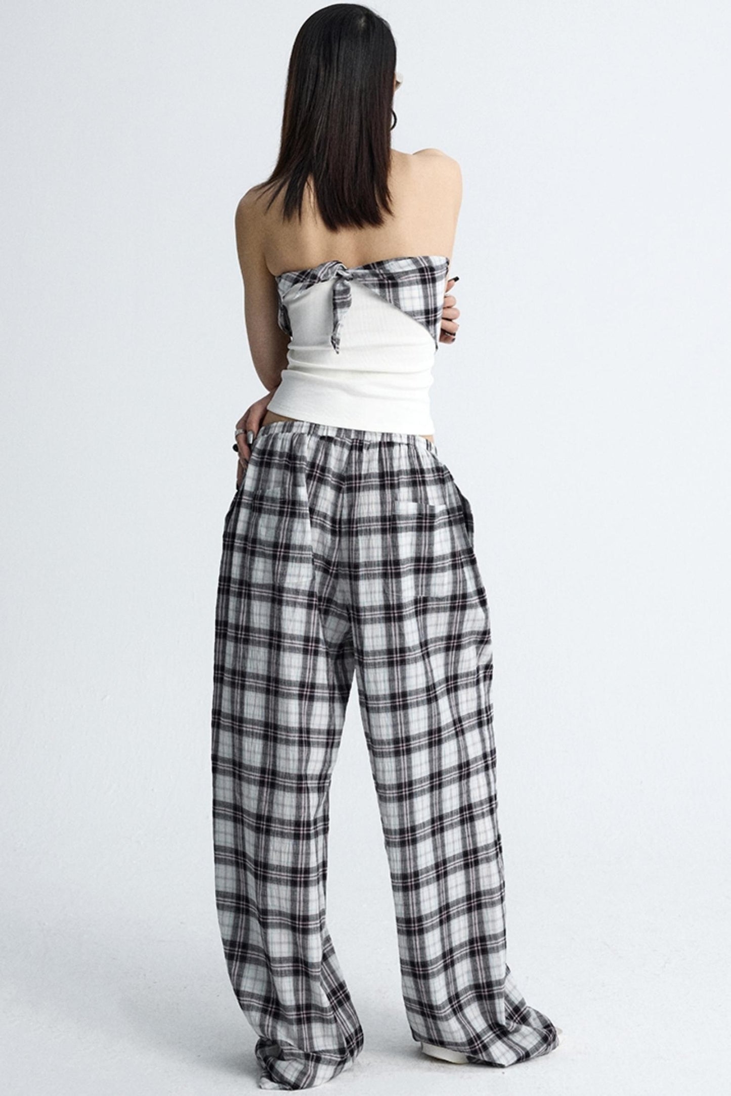 Plaid Wide-Leg Pants