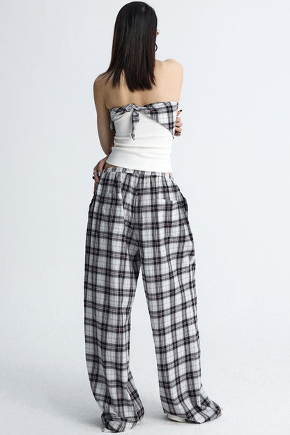 Plaid Wide-Leg Pants