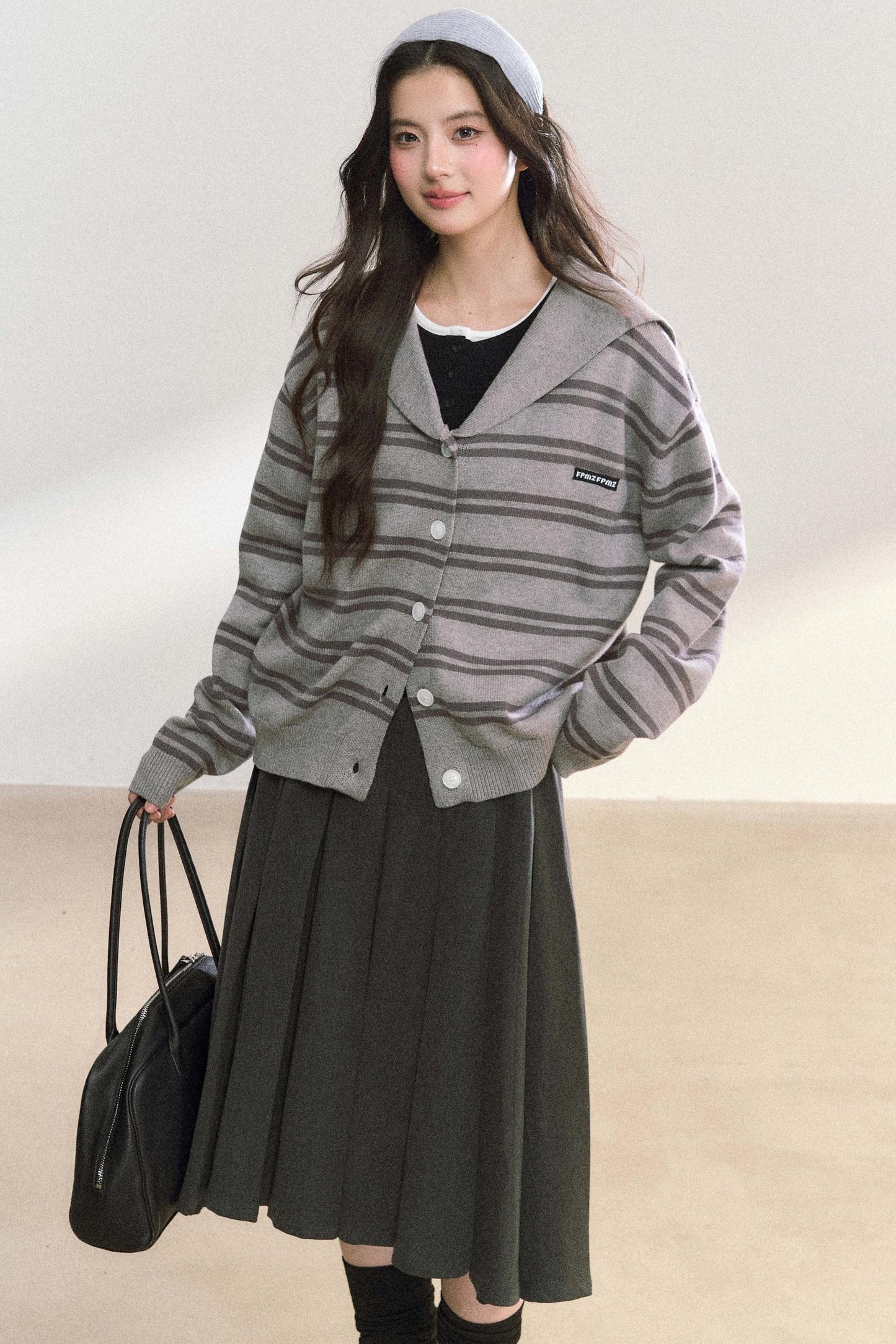 Striped Basic Cardigan Sweater