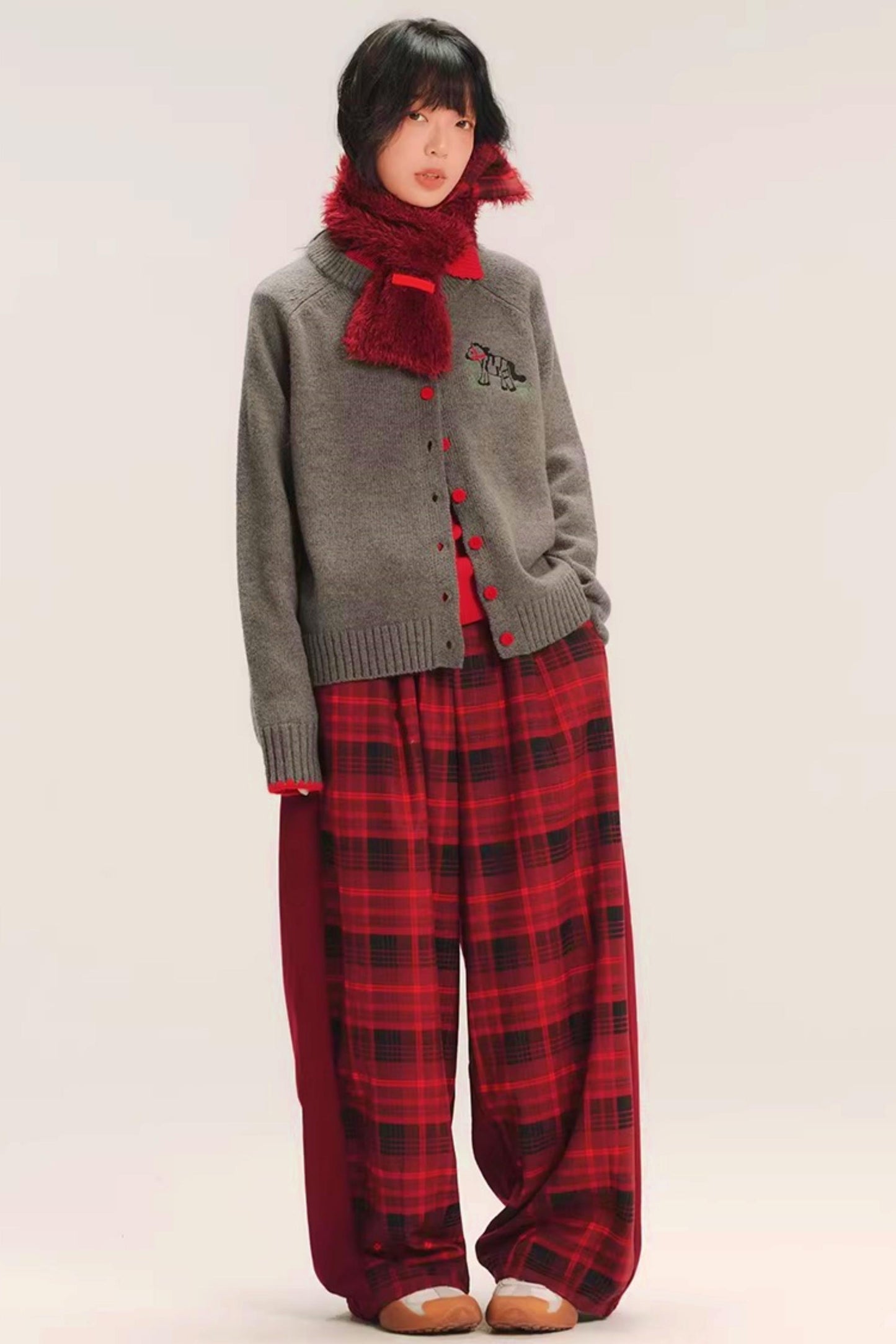 Plaid Wool Patchwork Scarf